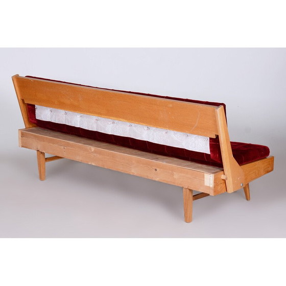 Image 1 of Mid century oakwood sofa with upholstery, Czechoslovakia 1950s