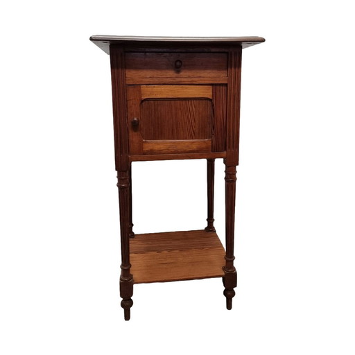 Antique French Pine And Mahogany Nightstand Late 19th Century