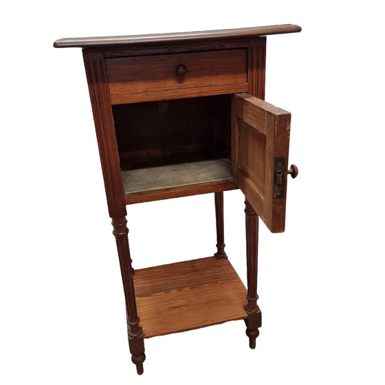 Image 1 of Antique French Pine And Mahogany Nightstand Late 19th Century