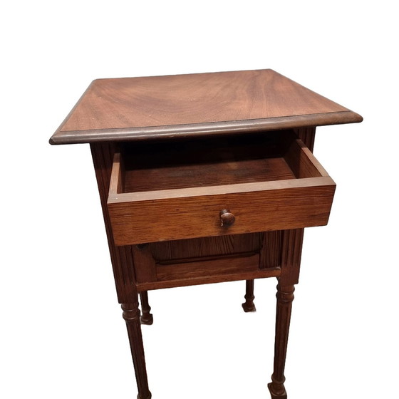 Image 1 of Antique French Pine And Mahogany Nightstand Late 19th Century