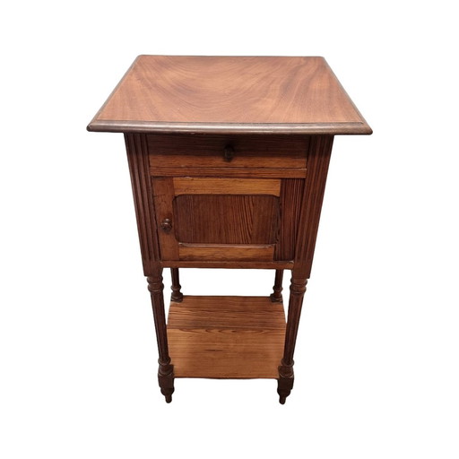 Antique French Pine And Mahogany Nightstand Late 19th Century