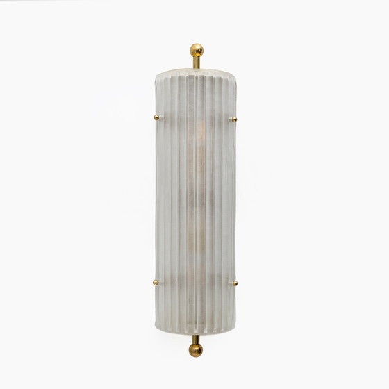 Image 1 of Pair Of Art Dèco Style Italian Murano Glass And Brass Sconces