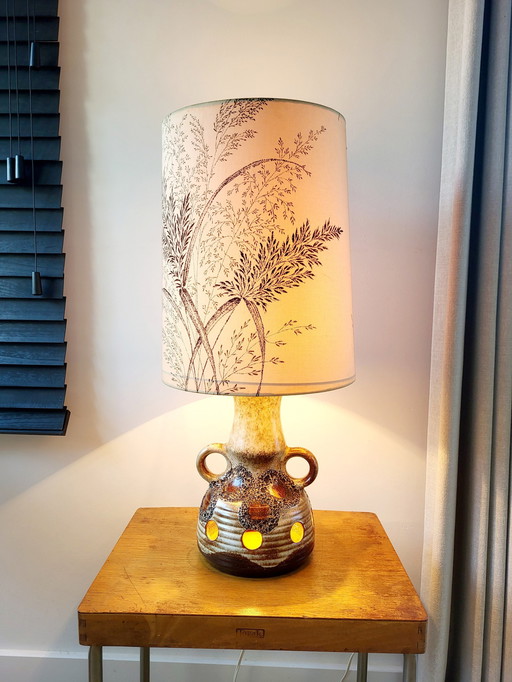 Vintage Fat Lava Table Lamp With Original Shade, 1970s