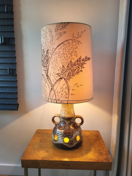 Image 1 of Vintage Fat Lava Table Lamp With Original Shade, 1970s