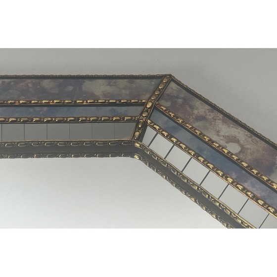 Image 1 of Specchio vintage con specchi sfaccettati e ghirlande in ottone, 1970