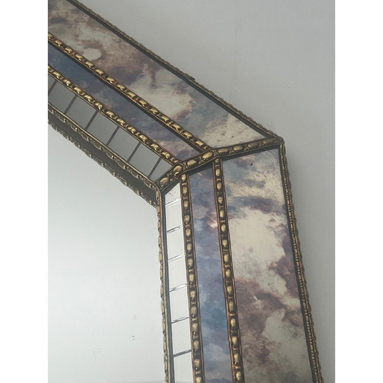 Image 1 of Specchio vintage con specchi sfaccettati e ghirlande in ottone, 1970