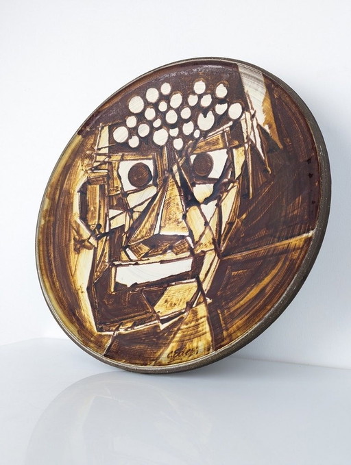 Large Hand Painted Cubist Plate