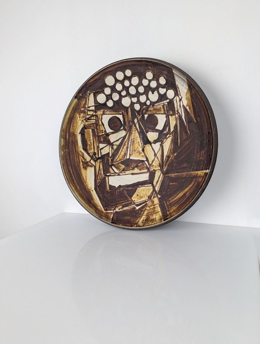 Large Hand Painted Cubist Plate