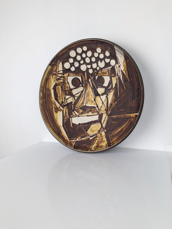 Image 1 of Large Hand Painted Cubist Plate