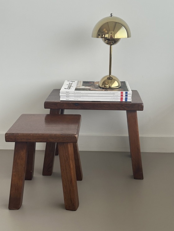 Image 1 of Tavolini laterali Mimi Nesting Brutalist Vintage in rovere massello 