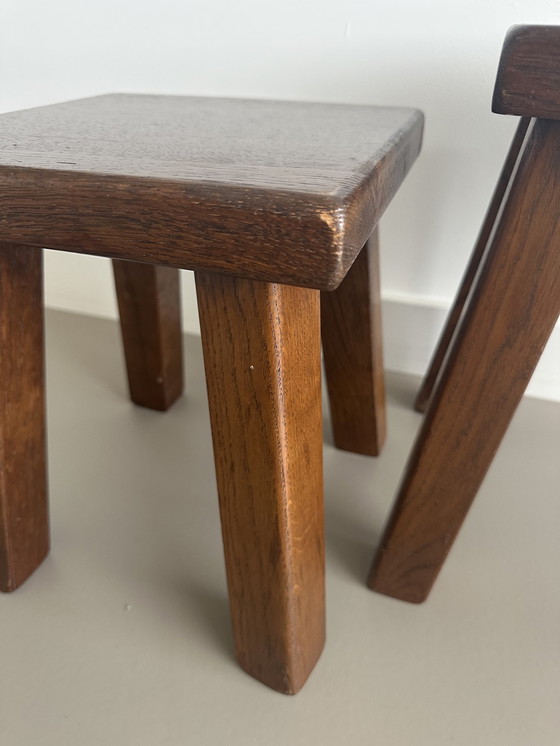 Image 1 of Tavolini laterali Mimi Nesting Brutalist Vintage in rovere massello 