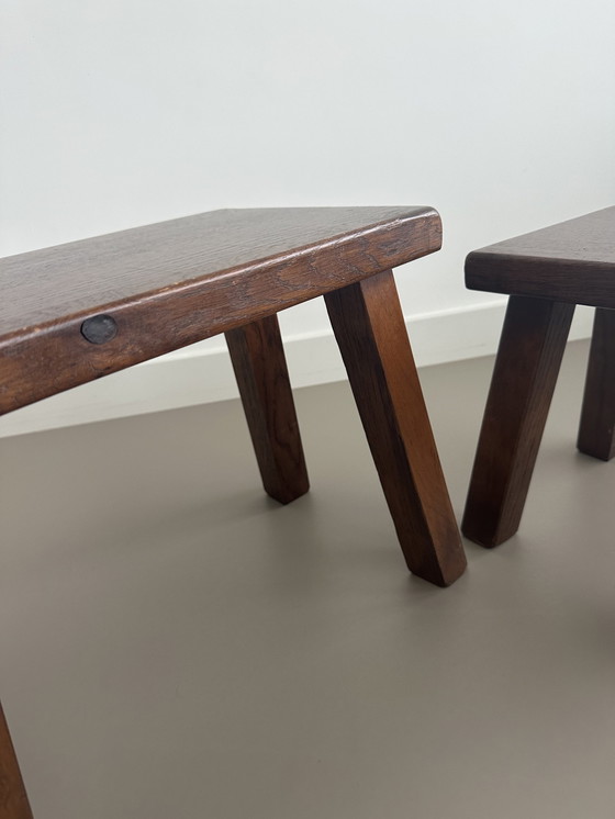 Image 1 of Tavolini laterali Mimi Nesting Brutalist Vintage in rovere massello 