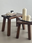 Vintage Brutalist Nesting Mimi Set Side Tables Solid Oak