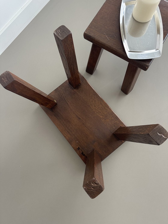 Image 1 of Tavolini laterali Mimi Nesting Brutalist Vintage in rovere massello 