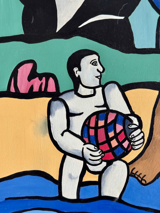 Image 1 of Peter Waterschoot 1969-2022 Superb Painting Tribute To Fernand Léger