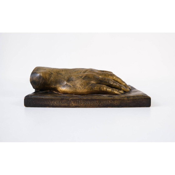 Image 1 of French vintage cast bronze hand sculpture by Richard Hudnut for Montagutelli Frères, 1912