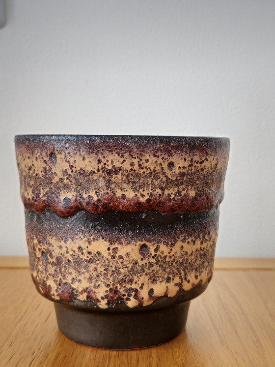 Image 1 of Vintage Flower Pot Ceramic Brown Textured Flower Pot