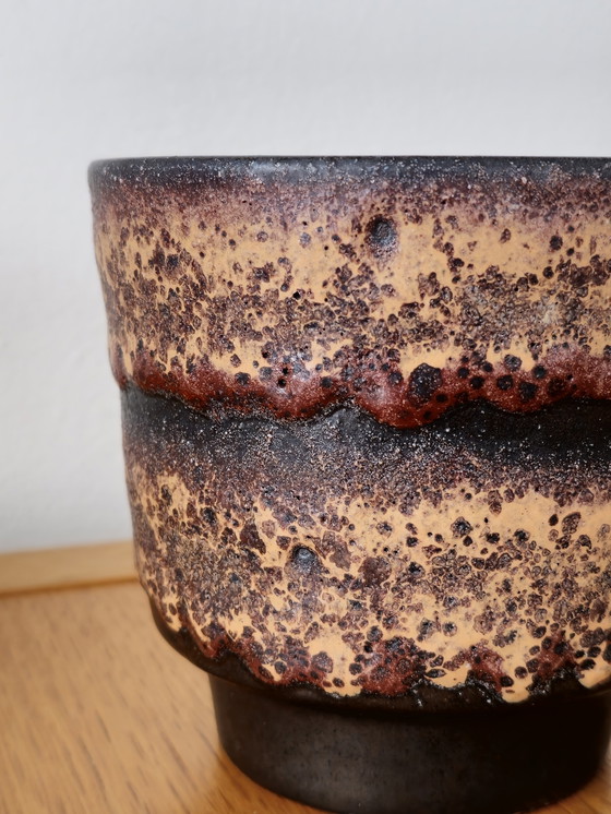 Image 1 of Vintage Flower Pot Ceramic Brown Textured Flower Pot