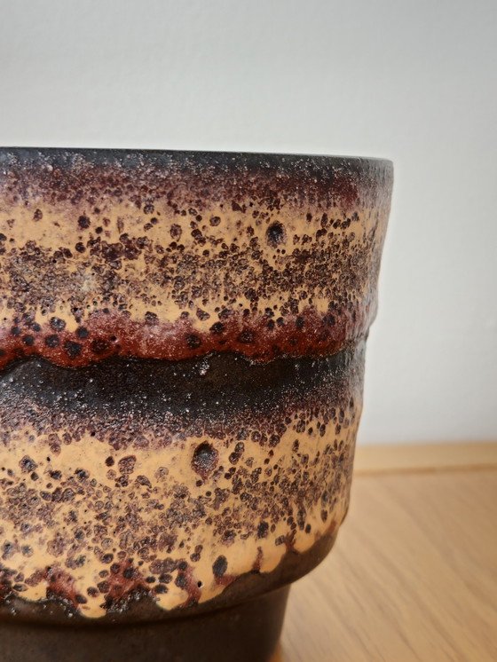 Image 1 of Vintage Flower Pot Ceramic Brown Textured Flower Pot