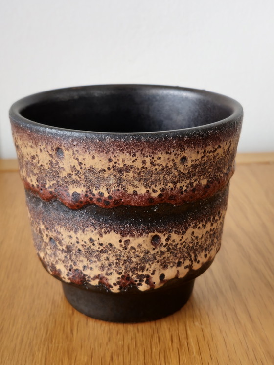 Image 1 of Vintage Flower Pot Ceramic Brown Textured Flower Pot