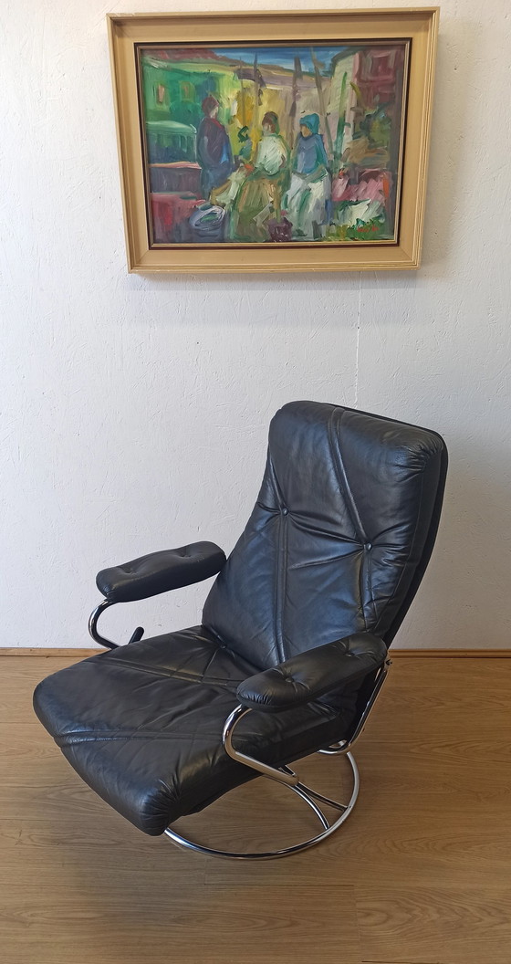 Image 1 of Scandinavian Design Leather Armchair 70S.