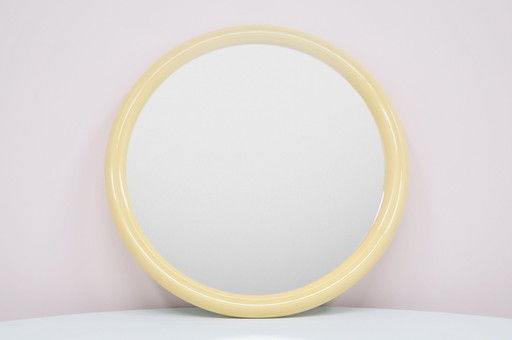 Beige Round Plastic Mirror