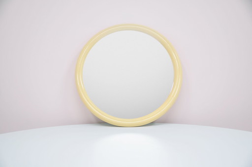 Beige Round Plastic Mirror