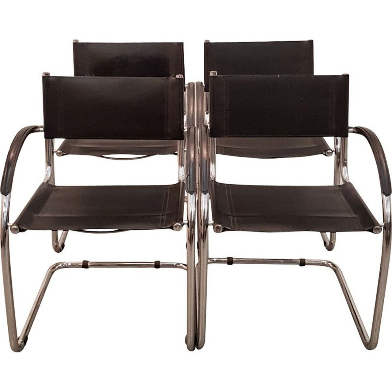 Set di 4 poltrone vintage nere Mart Stam