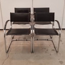 Set of 4 vintage black Mart Stam armchairs