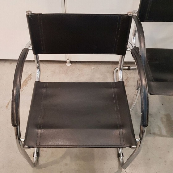 Image 1 of Set di 4 poltrone vintage nere Mart Stam