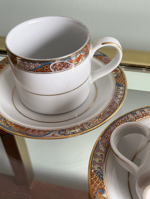 2x tasses et soucoupes Sun Shine Laklain porcelaine