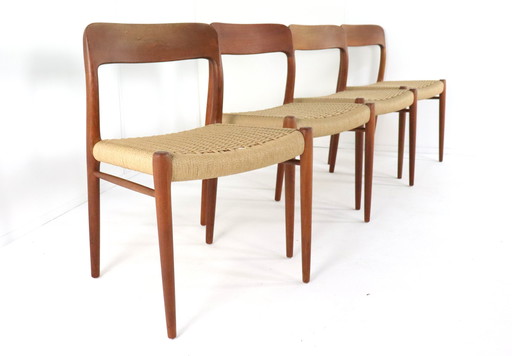 4X Niels O Möller Model 75 Chairs Re-matted Vintage