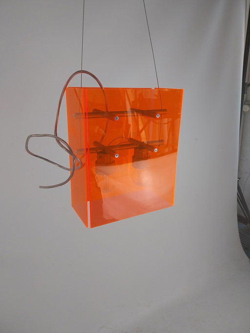 10 X Dark Bridge Orange Plexiglass Lamps 1990'S