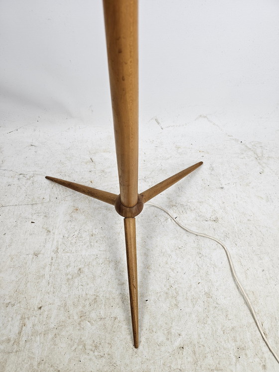 Image 1 of Floor Lamp With Tripod And High Shade With Plant Motif