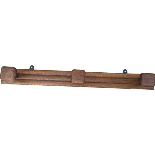 Vintage solid oak coat rack with 3 hooks