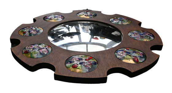 Image 1 of Specchio convesso Vintage Sunburst - specchio con piastre smaltate - specchio solare