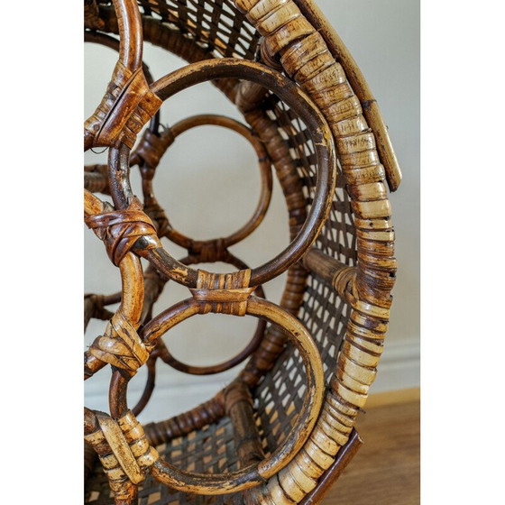 Image 1 of Vintage bamboo wine rack with 7 wines, 1960