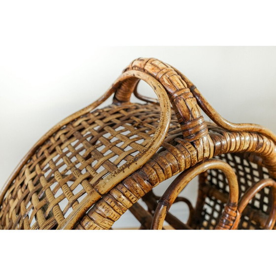 Image 1 of Vintage bamboo wine rack with 7 wines, 1960