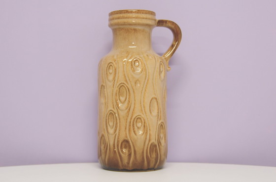 Image 1 of sand & brown West Germany jug vase