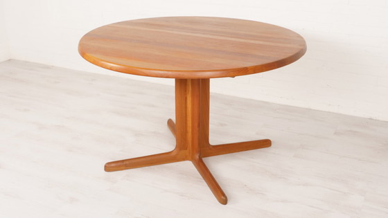 Image 1 of Vintage round solid teak dining table 217 cm