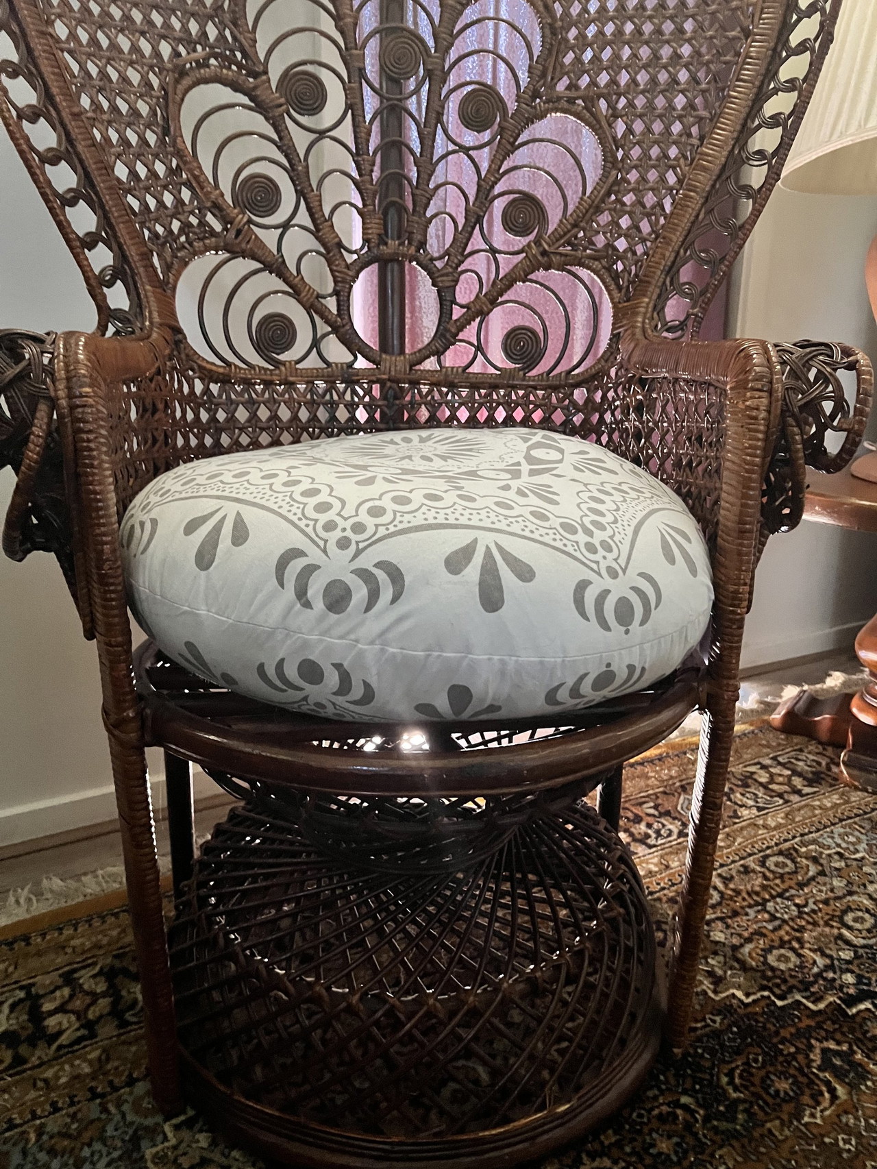 Emmanuelle Peacock Throne Chair 1970's Emmanuelle Wicker Rattan