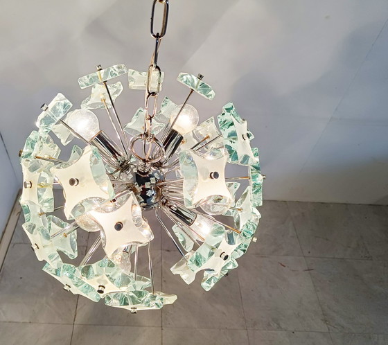 Image 1 of Mid century glass chandelier, 1970s