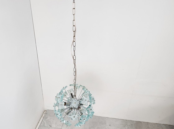 Image 1 of Mid century glass chandelier, 1970s