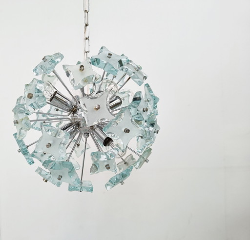 Mid century glass chandelier, 1970s