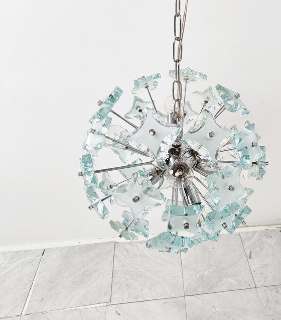 Image 1 of Mid century glass chandelier, 1970s