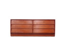 Vintage low teak sideboard with drawers from the 1960s