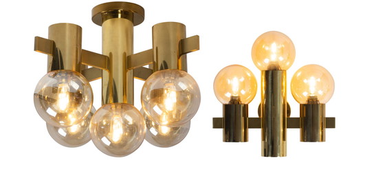 Image 1 of 2 Hans Agne Jakobsson for teka, brass wall and ceiling lamp.