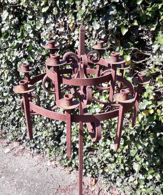 Image 1 of Wrought iron candlestick 172 cm high, 12 candles