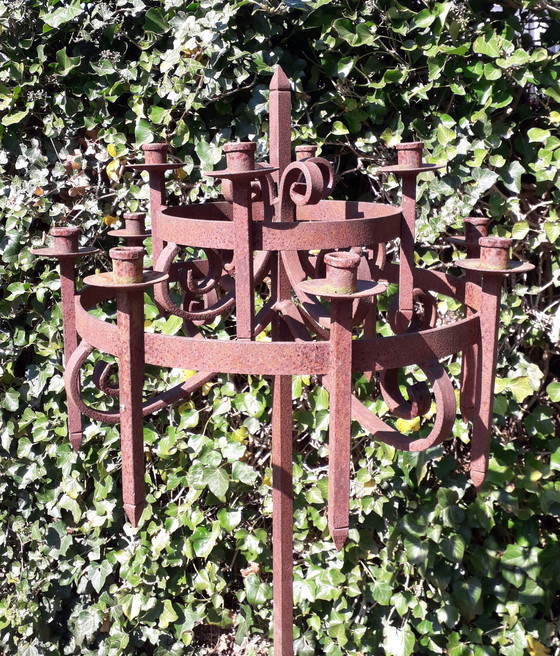 Image 1 of Wrought iron candlestick 172 cm high, 12 candles