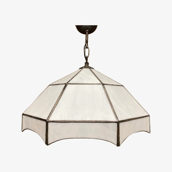 Image 1 of Lámpara estilo Tiffany blanca de los años 70